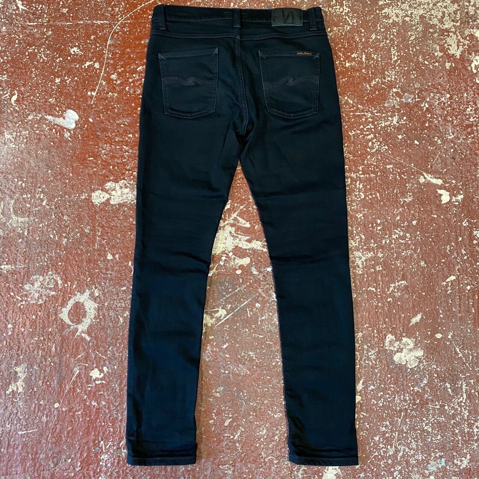 Nudie Lean Dean Denim Jeans W32 L32 Dry Ever Black Slim Fitting