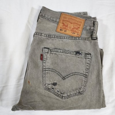 Levis 501 CT Jeans 30x32 Washed Gray Custom Distressed Y2K